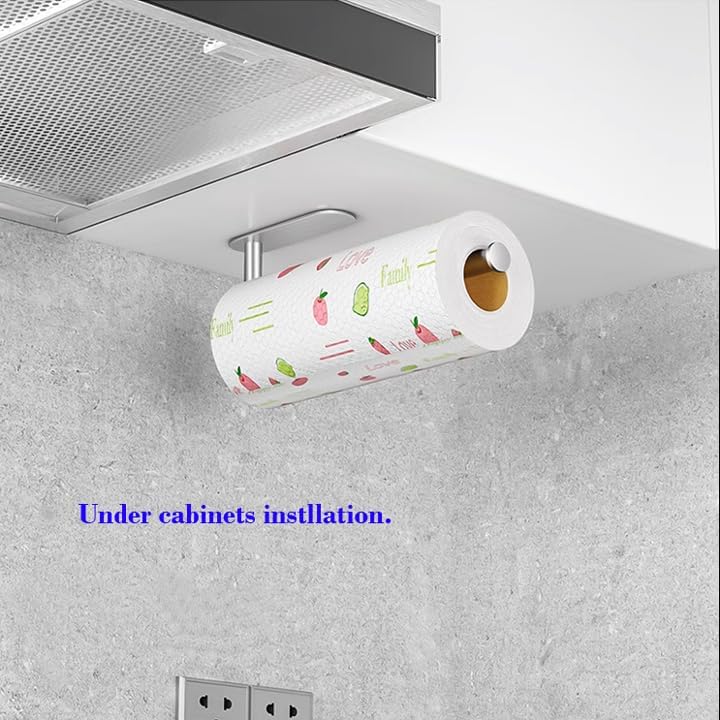 Multi-functional Kitchen Roll Holder, Self-Adhesive or Drilling Wall-Mounted Paper Towel Bar