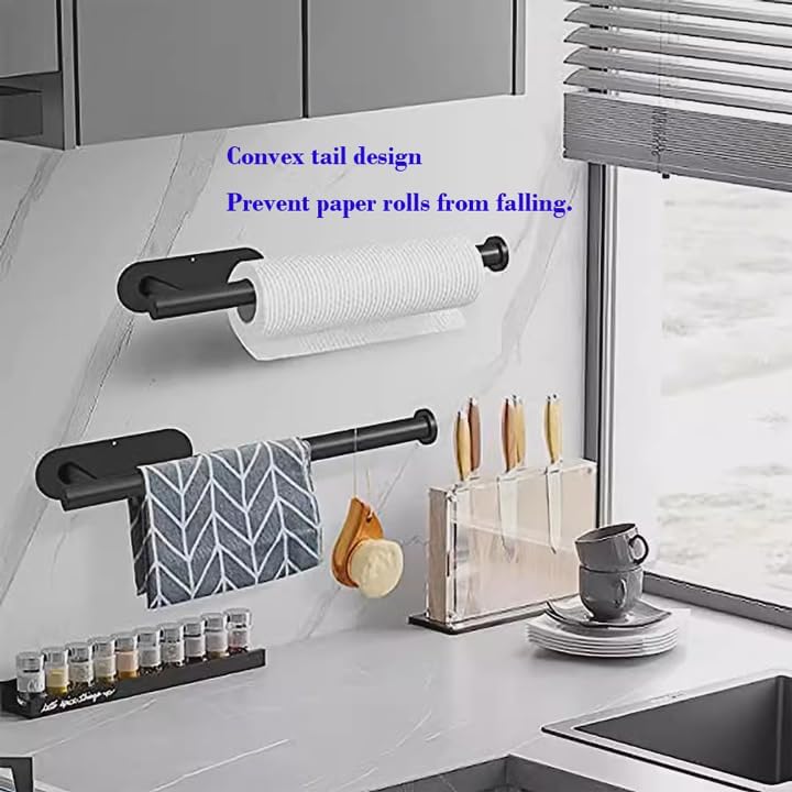 Multi-functional Kitchen Roll Holder, Self-Adhesive or Drilling Wall-Mounted Paper Towel Bar