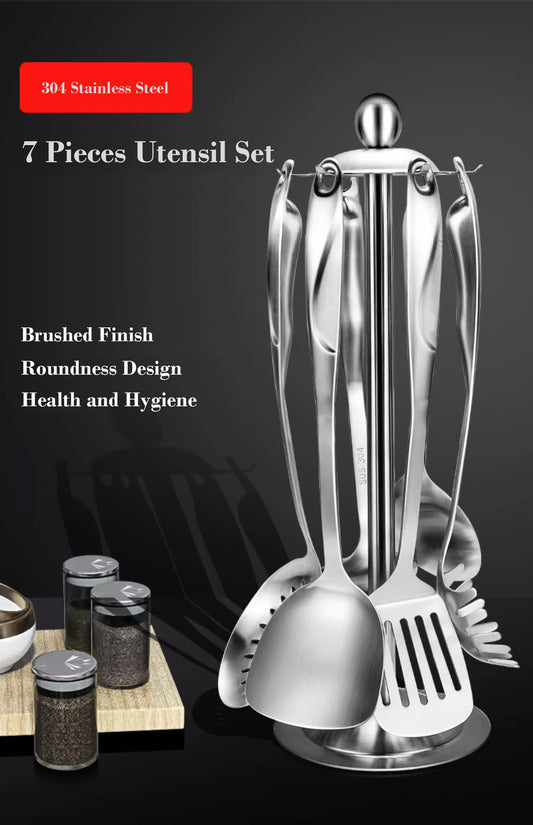 7-Piece Seamless Design Stainless Steel Kitchen Utensil Set